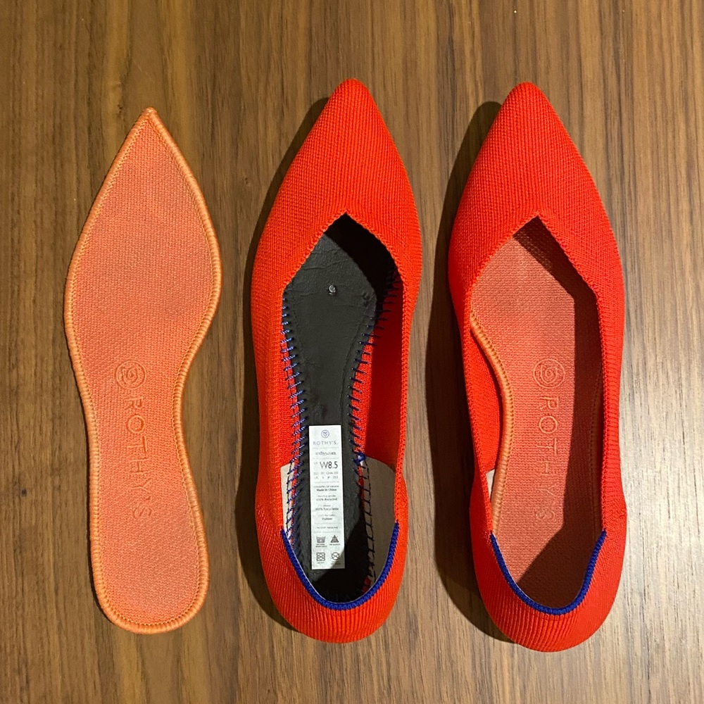 Red Rothy’s pointed-toe flats